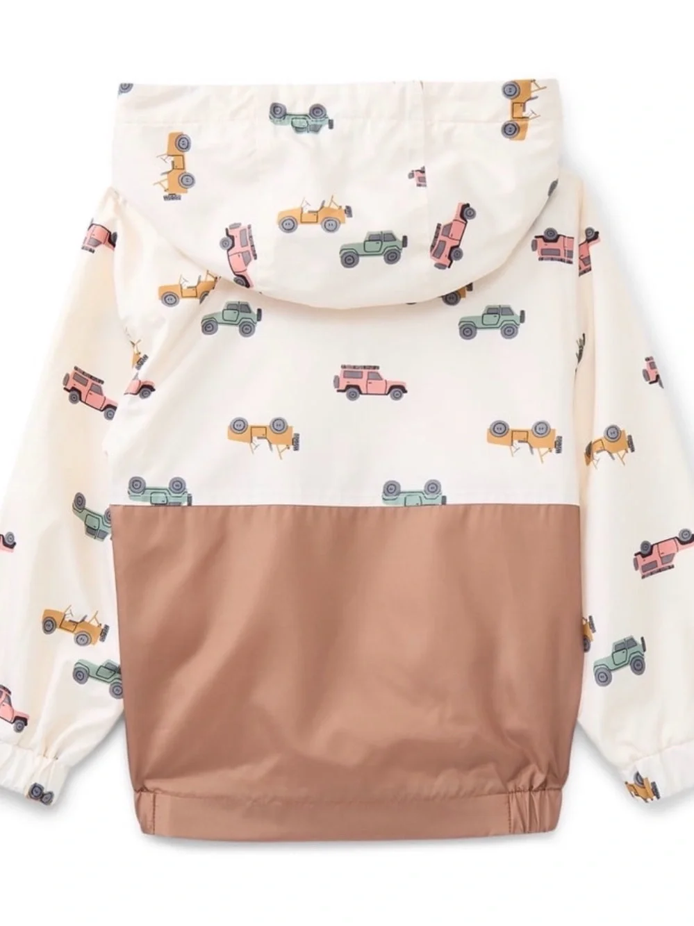 child of mine Cream and Brown Kids Hooded Jacket with Car Motif